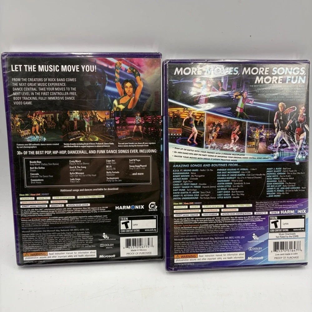 New Sealed Dance Central 1 & 2 Complete Set Kinect Microsoft Xbox 360